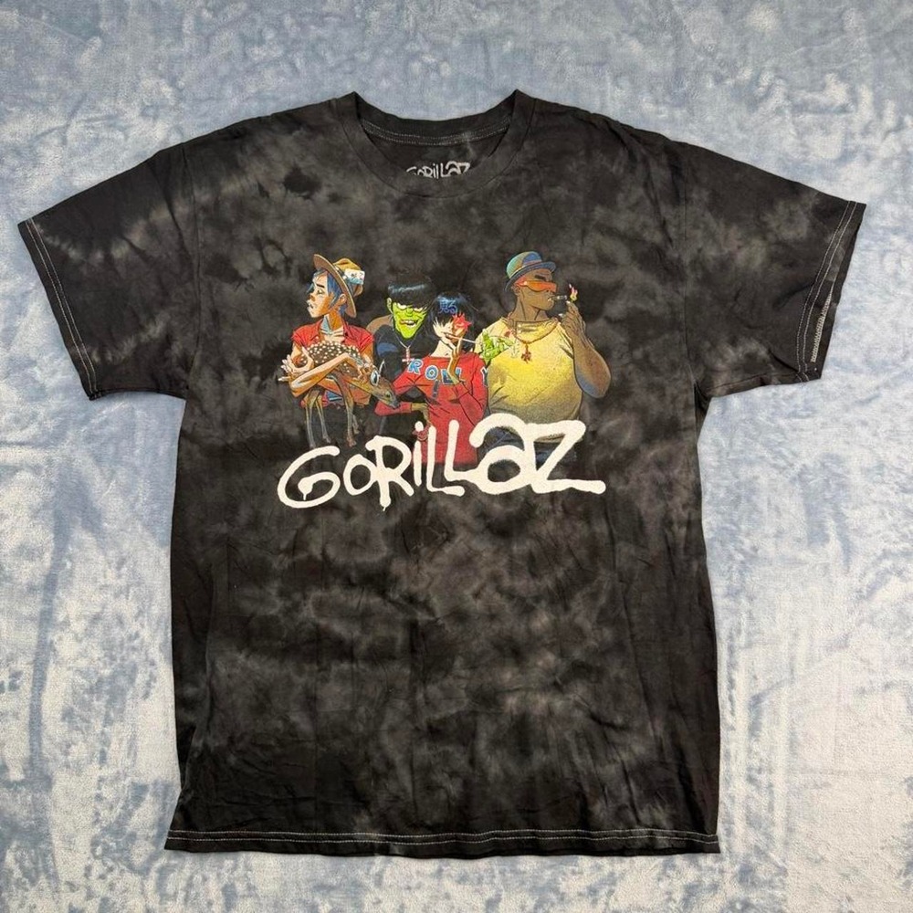 Gorillaz Black Clouds Tie-Dye Band Graphic T-Shirt Unisex Size Medium  Band Tee
